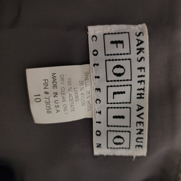 VINTAGE Saks Fifth Avenue Wool Wrap Gray Window Pane Skirt SZ 10 - Picture 5 of 5